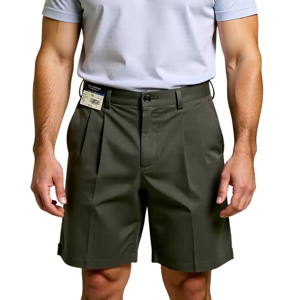 Roundtree & Yorke Classis Fit  Pleated 10" inseam Grey mens shorts 32